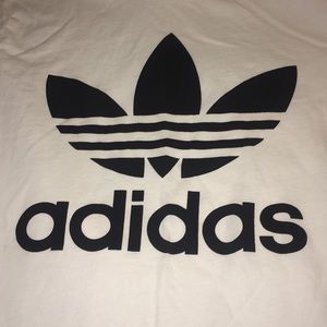 White and black adidas tee